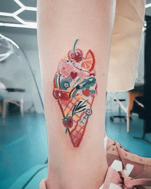 Minimal Ice Cream Tattoo For Women