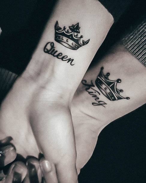 Minimal King And Queen Tattoo For Women