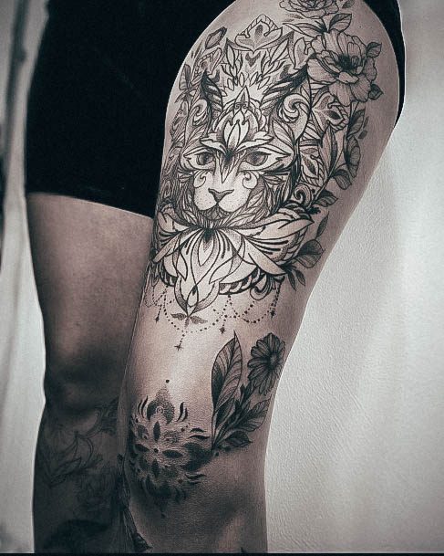 Minimal Leg Sleeve Tattoo For Women