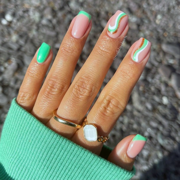 Minimal Light Green Nail For Women