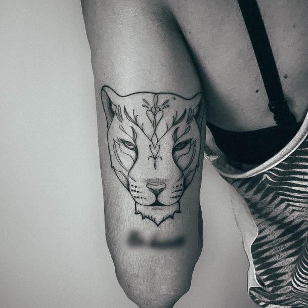 Minimal Lioness Tattoo For Women