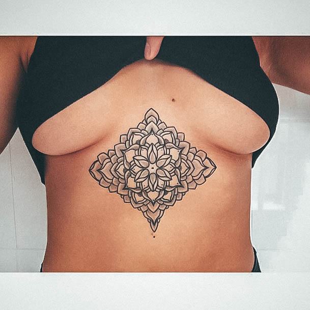 Minimal Mandala Tattoo For Women Sternum