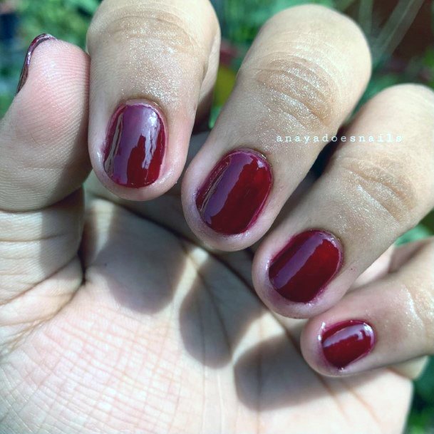 Minimal Maroon Nail For Women