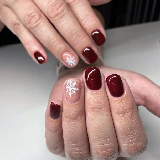 Minimal Maroon White Nail For Women