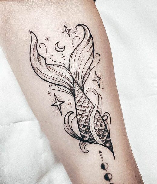 Minimal Mermaid Tattoo For Women