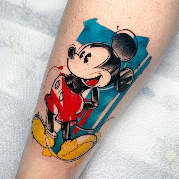 Minimal Mickey Mouse Tattoo For Women