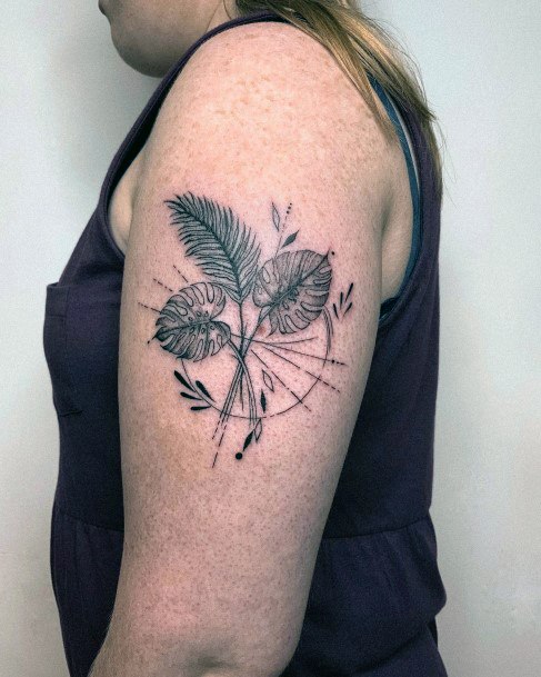 Minimal Monstera Tattoo For Women