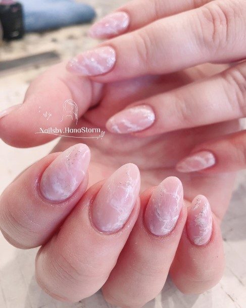Minimal Nude Marble Nail For Women
