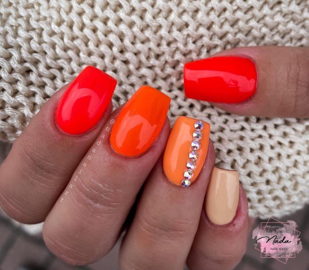 Minimal Orange Ombre Nail For Women