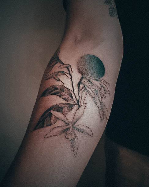 Minimal Orchid Tattoo For Women