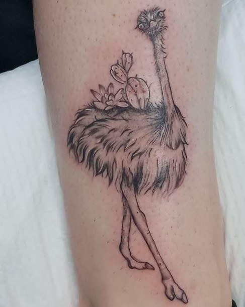 Minimal Ostrich Tattoo For Women