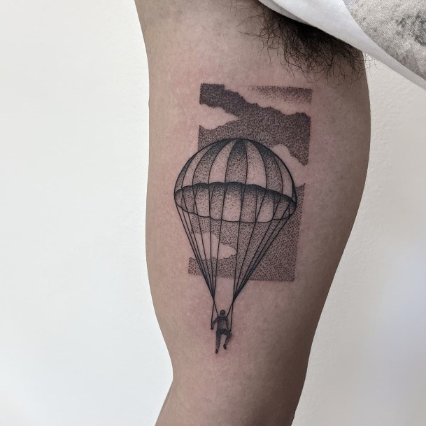 Minimal Parachute Skydiving Tattoo For Women