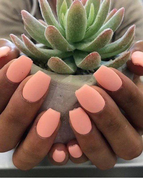 Minimal Peach Matte Nail For Women