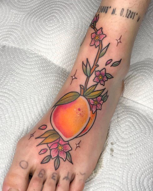 Minimal Peach Tattoo For Women