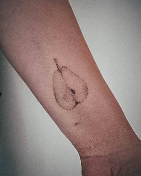 Minimal Pear Tattoo For Women