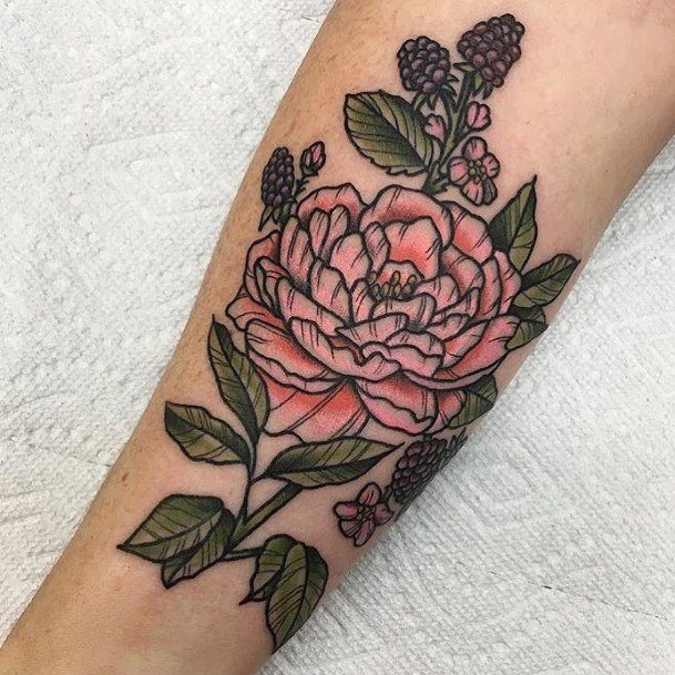 Minimal Peony Tattoo For Women