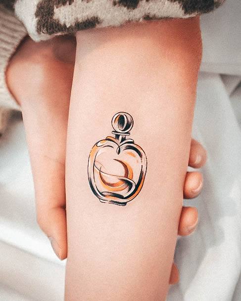 Minimal Perfume Tattoo For Women