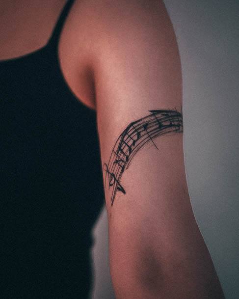 Minimal Piano Tattoo For Women