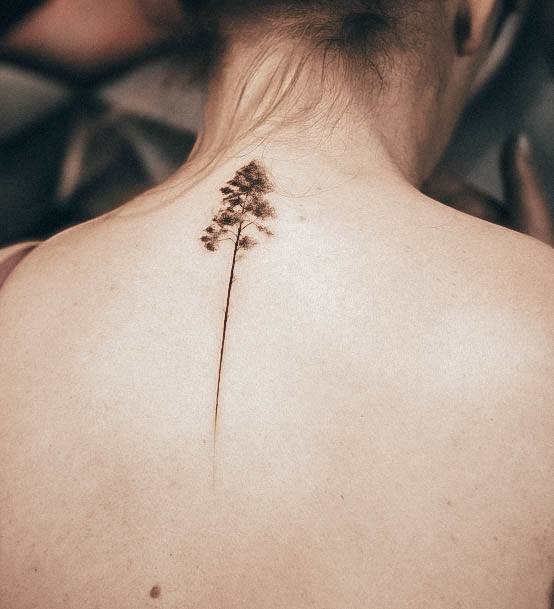 Minimal Pine Tree Tattoo For Women