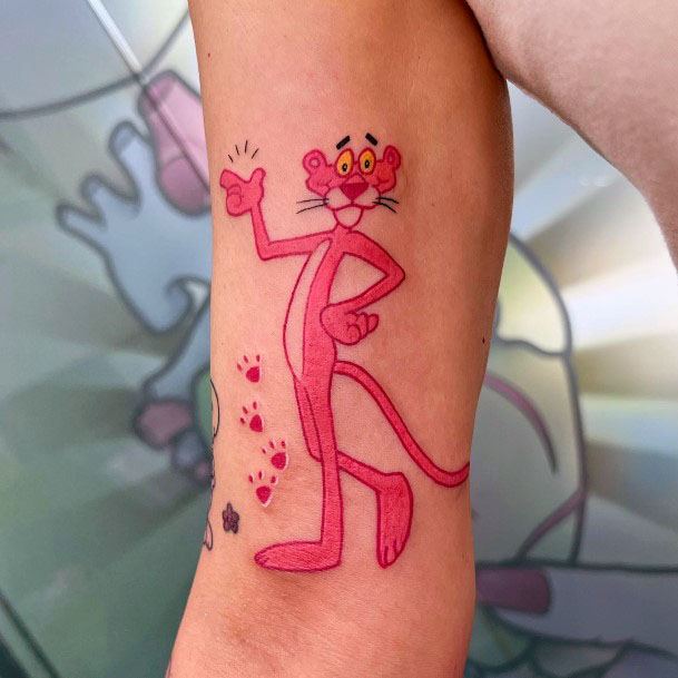 Minimal Pink Panther Tattoo For Women