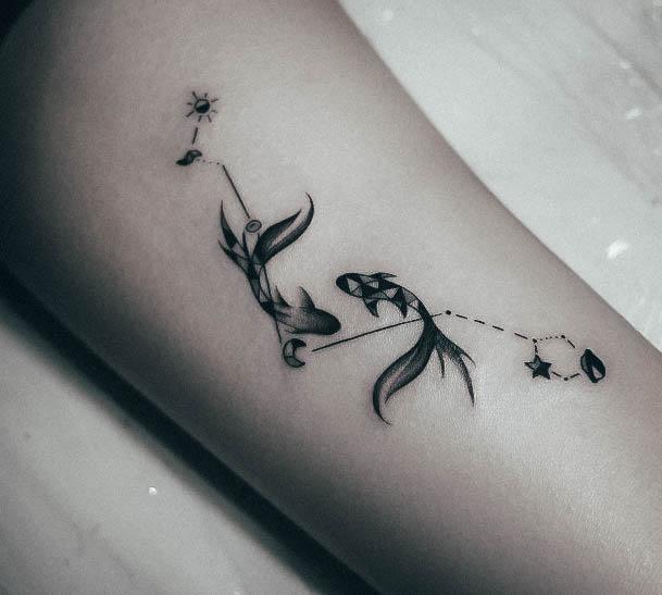 Minimal Pisces Tattoo For Women