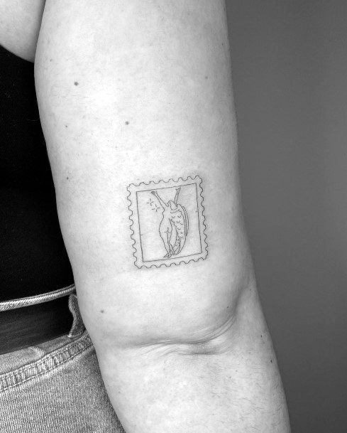 Minimal Postage Stamp Tattoo For Women