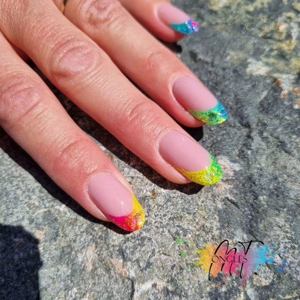 Minimal Rainbow Nail For Women