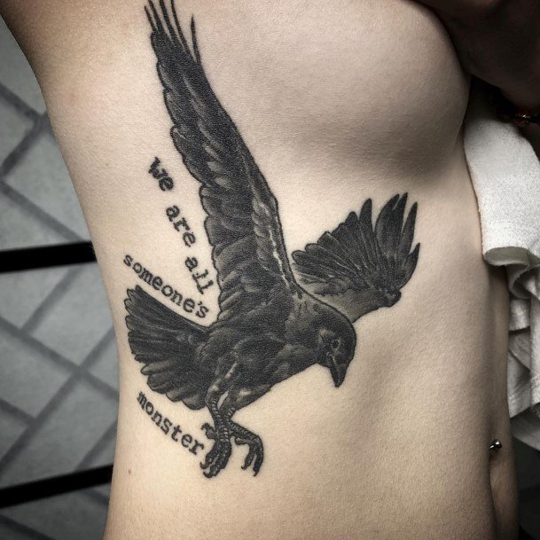 Minimal Raven Tattoo For Women