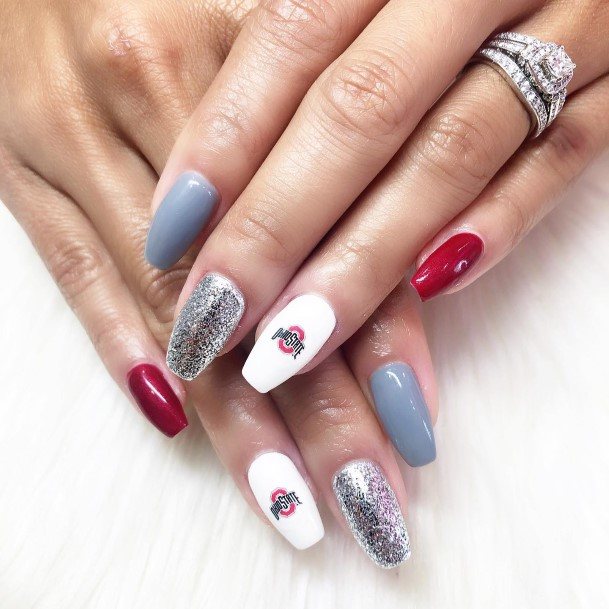 Minimal Red And Grey Nail For Women