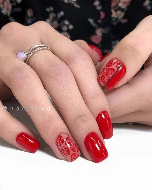 Minimal Red And Nude Nail For Women