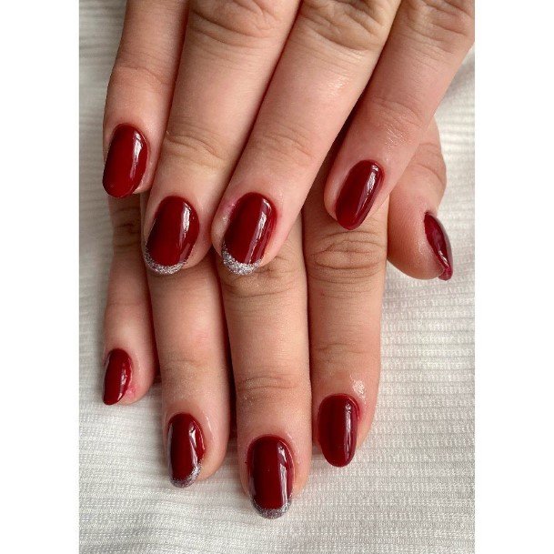 Minimal Red And Silver Nail For Women