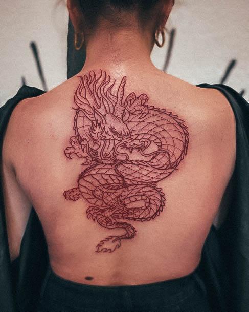 Minimal Red Dragon Tattoo For Women