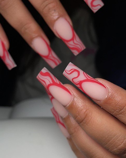 Minimal Red French Tip Nail For Women