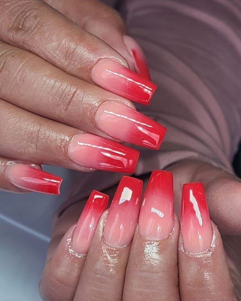 Minimal Red Ombre Nail For Women