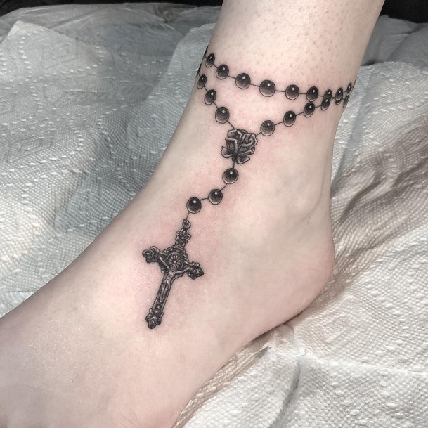 Minimal Rosary Tattoo For Women