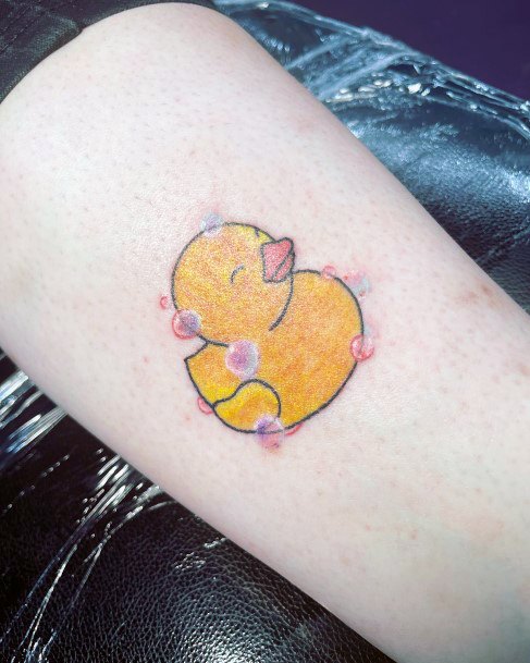 Minimal Rubber Duck Tattoo For Women