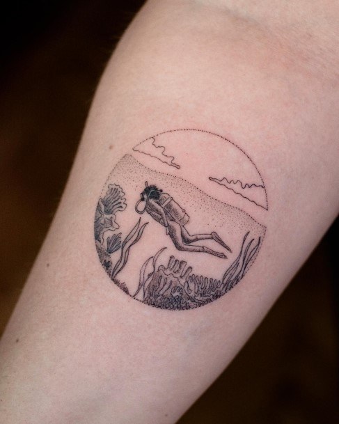 Minimal Scuba Diving Tattoo For Women