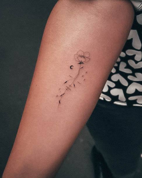 Minimal Simple Flower Tattoo For Women