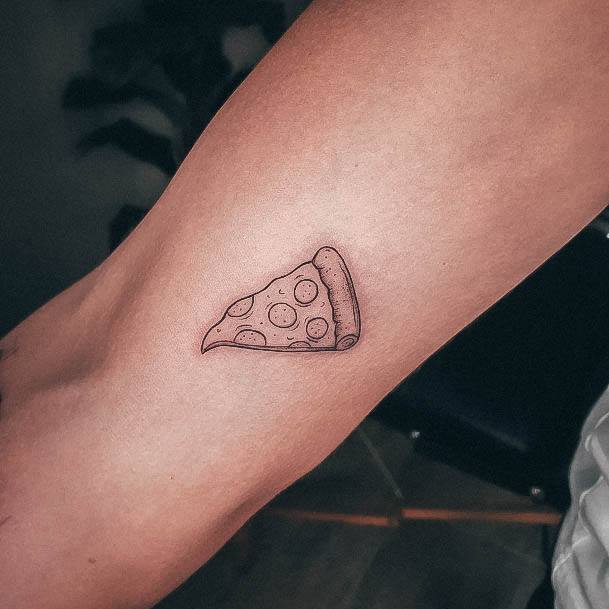 Minimal Slice Bicep Good Pizza Tattoos For Women