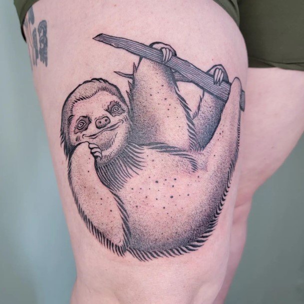 Minimal Sloth Tattoo For Women