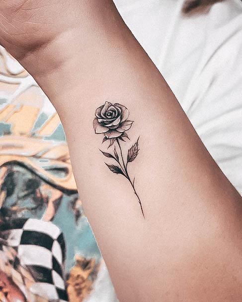 Minimal Small Rose Tattoo For Women