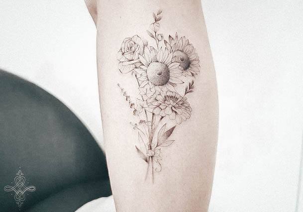 Minimal Small Sunflower Tattoo For Women