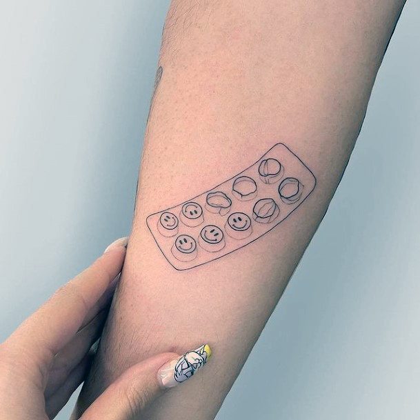 Minimal Smiley Face Tattoo For Women