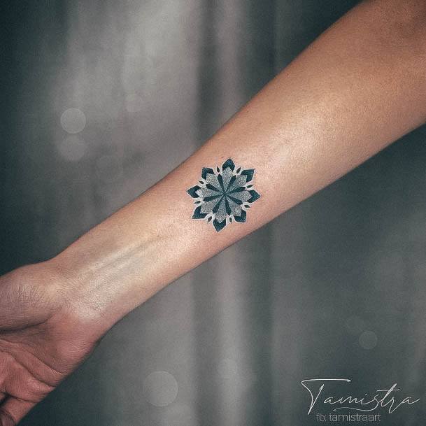 Minimal Snowflake Tattoo For Women