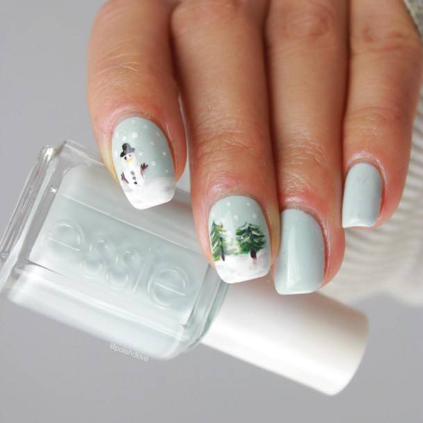 Minimal Snowman Nail For Women