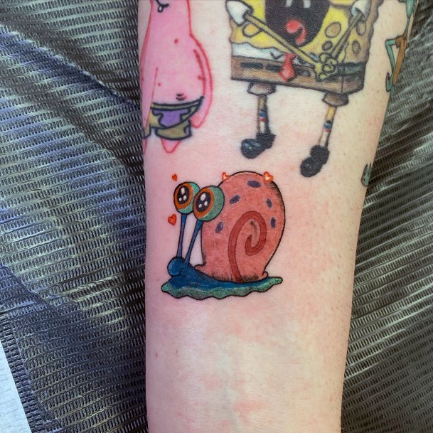 Minimal Spongebob Tattoo For Women