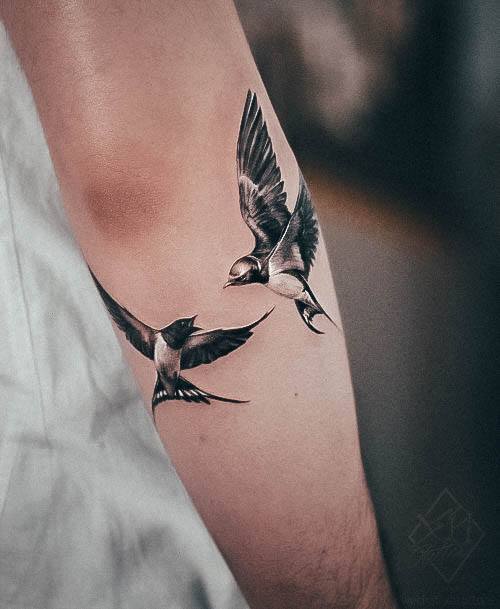 Minimal Swallow Tattoo For Women