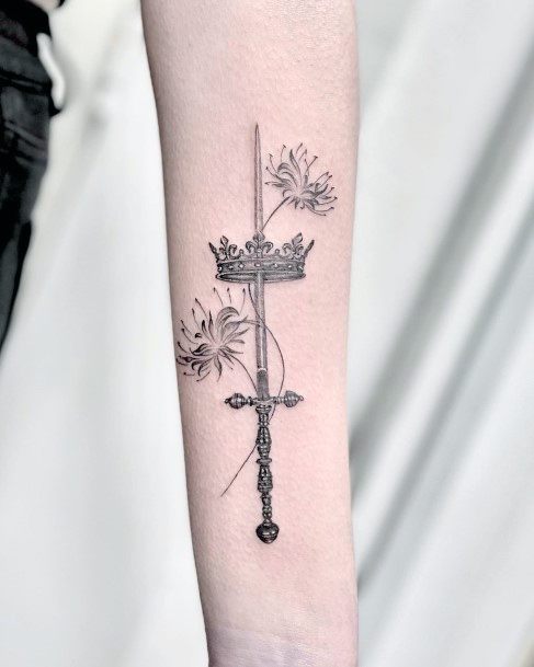 Minimal Sword Tattoo For Women