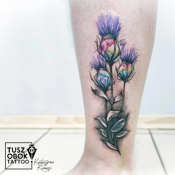 Minimal Thistle Tattoo For Women