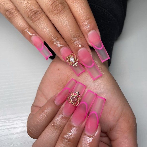 Minimal Translucent Pink Nail For Women